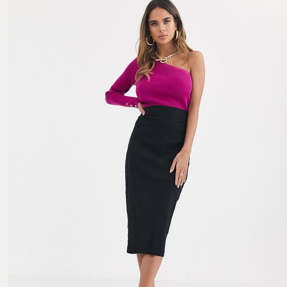ASOS Scuba Midi Pencil Skirt, Black Size 0